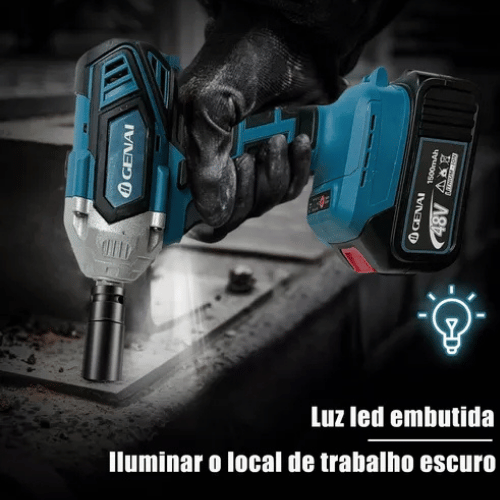 Chave de Impacto a Bateria 48v Genai + Acessórios
