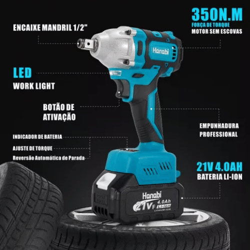 Chave de Impacto a Bateria 48v Genai + Acessórios