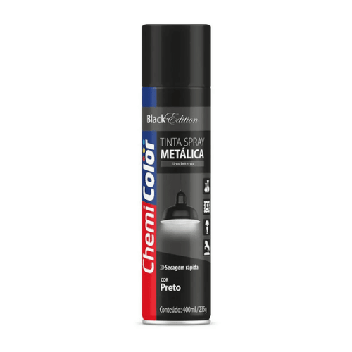 Tinta Spray Chemicolor Preto Brilhante 400ml