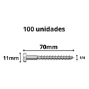 Parafuso Rosca Soberba Sextavado 1/4 x 70mm  100Pçs