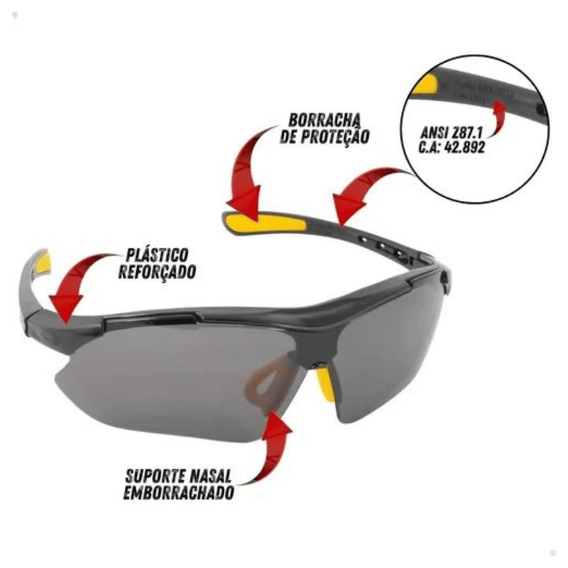 Óculos Segurança Incolor Esportivo Proteção UV Antirrisco